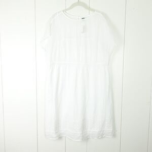 Old Navy Womens White Woven Mini Dress Size 1X Cropped Sleeves Summer Casual NWT